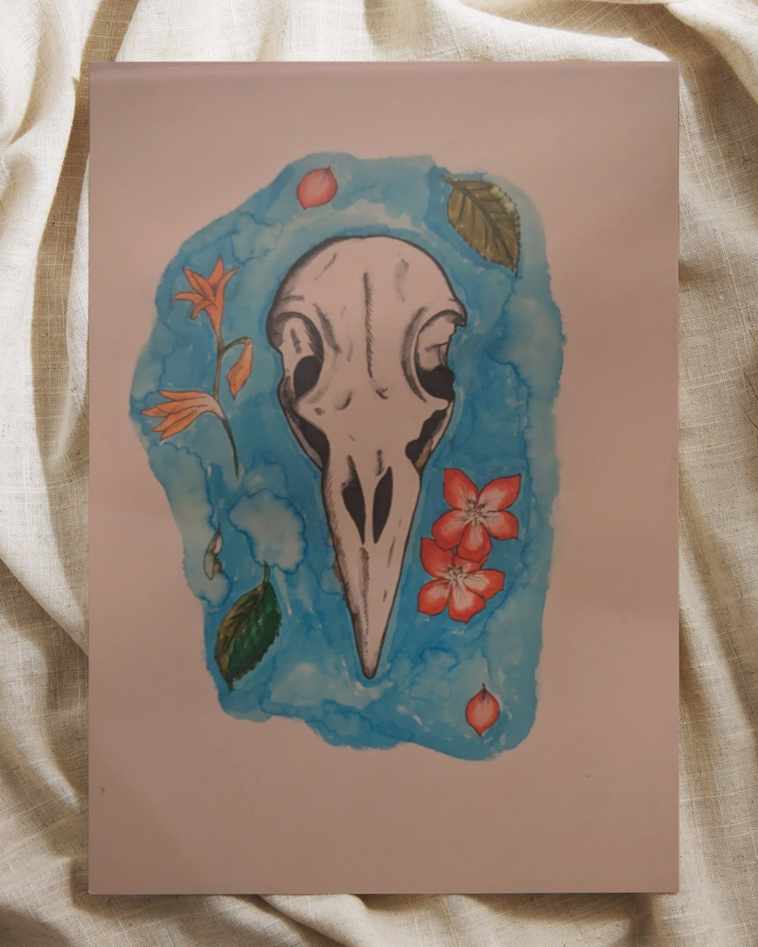 Portrait - Crow Skull Water Colour